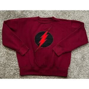 Six Flags The Flash Graphic Crewneck Sweatshirt Small Red Cotton Blend